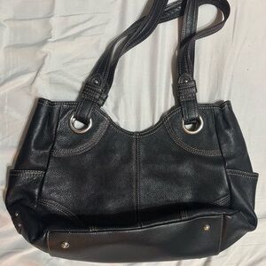 Elegant Black Leather Tote Bag